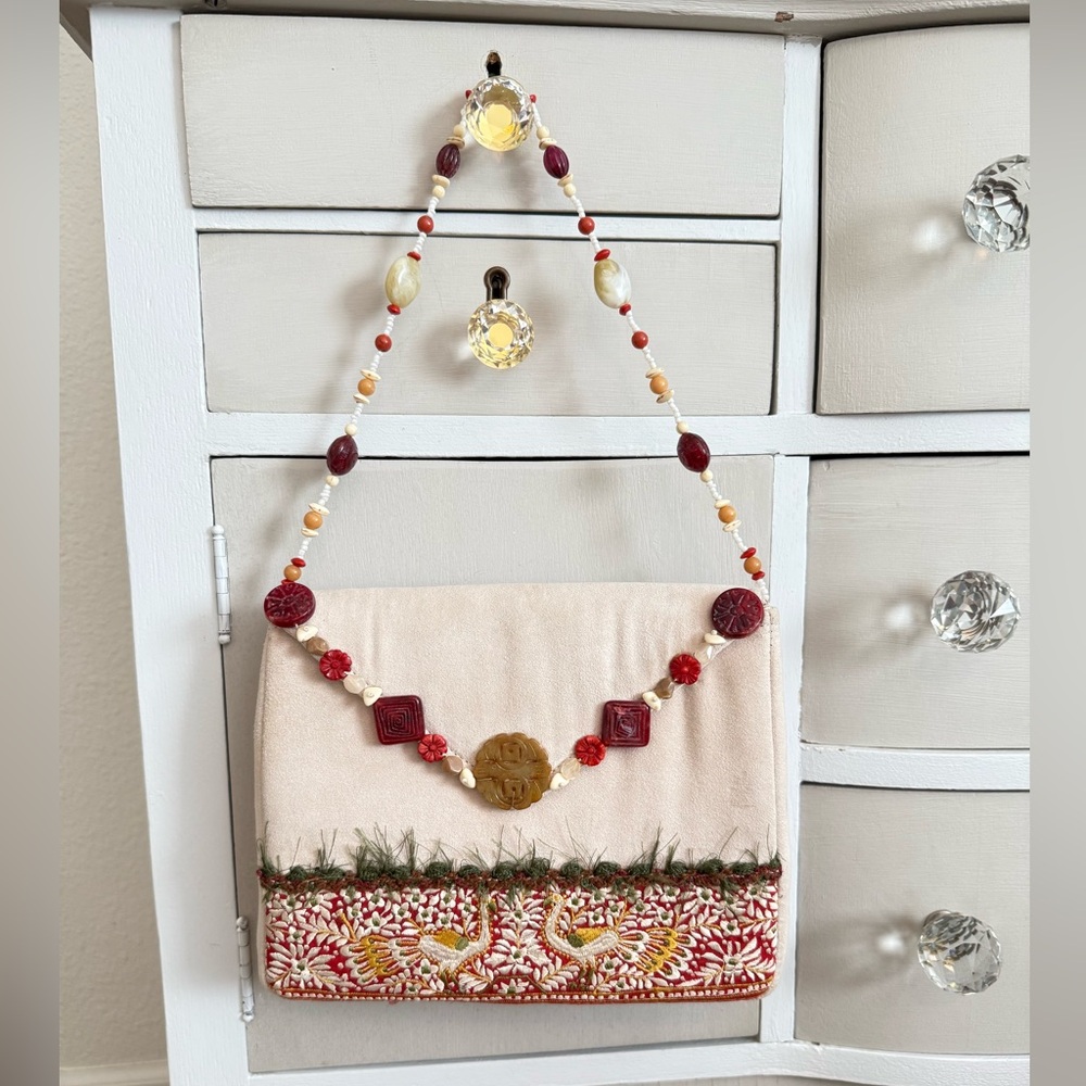 Vintage MARY FRANCES Peacock Hand Bag Purse